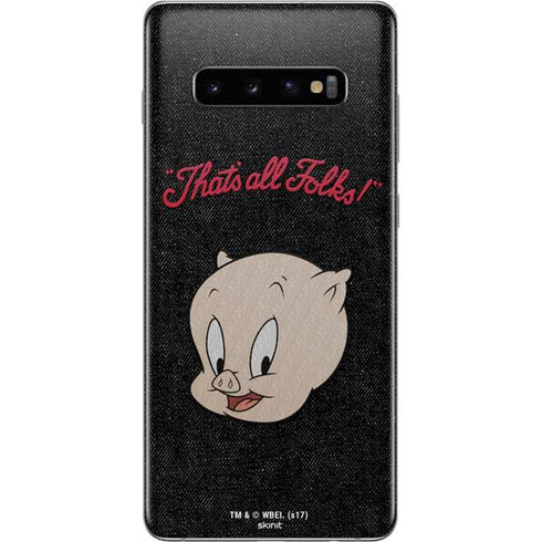 Looney Tunes Porky Pig Thats All Folks Galaxy S10 Plus Skin