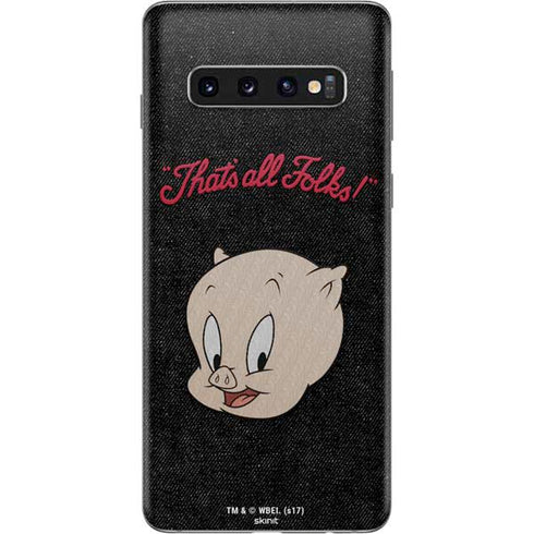 Looney Tunes Porky Pig Thats All Folks Galaxy S10 Skin