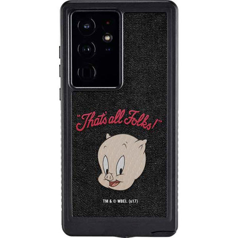 Looney Tunes Porky Pig Thats All Folks Galaxy S24 Ultra Waterproof Case