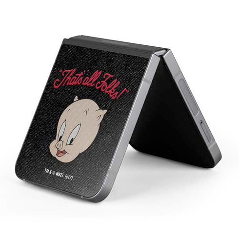 Looney Tunes Porky Pig Thats All Folks Galaxy Z Flip6 Skin