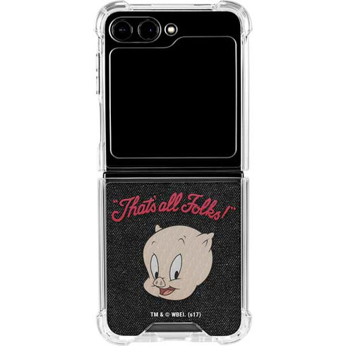 Looney Tunes Porky Pig Thats All Folks Galaxy Z Flip6 Clear Case