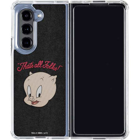 Looney Tunes Porky Pig Thats All Folks Galaxy Z Fold5 5G Clear Case