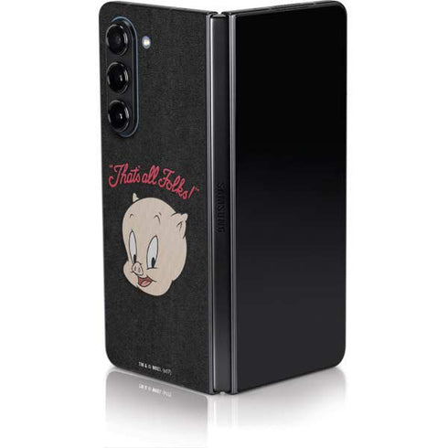 Looney Tunes Porky Pig Thats All Folks Galaxy Z Fold5 5G Skin