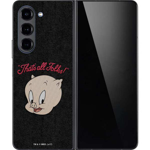 Looney Tunes Porky Pig Thats All Folks Galaxy Z Fold5 5G Skin