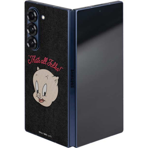 Looney Tunes Porky Pig Thats All Folks Galaxy Z Fold6 Skin