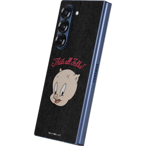 Looney Tunes Porky Pig Thats All Folks Galaxy Z Fold6 Skin