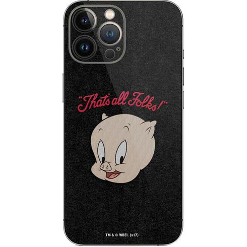 Looney Tunes Porky Pig Thats All Folks iPhone 15 Pro Max Skin