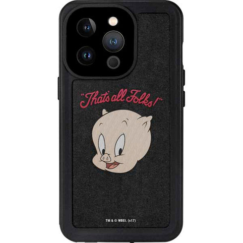 Looney Tunes Porky Pig Thats All Folks iPhone 15 Pro Waterproof Case