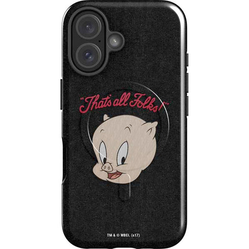 Looney Tunes Porky Pig Thats All Folks iPhone 16 Magsafe Impact Case