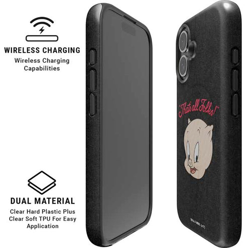 Looney Tunes Porky Pig Thats All Folks iPhone 16 Magsafe Impact Case