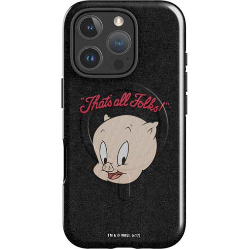 Looney Tunes Porky Pig Thats All Folks iPhone 16 Pro Magsafe Impact Case