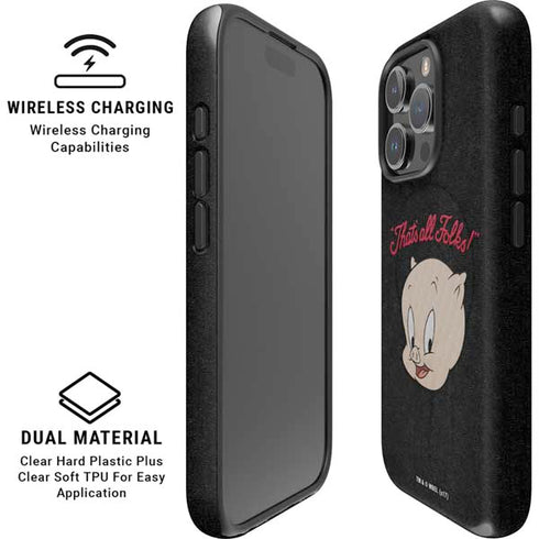 Looney Tunes Porky Pig Thats All Folks iPhone 16 Pro Magsafe Impact Case