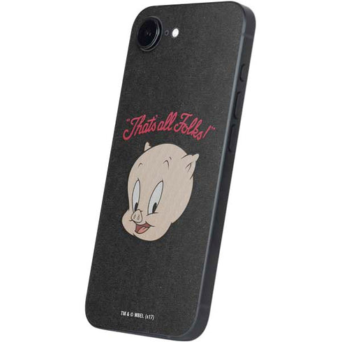 Looney Tunes Porky Pig Thats All Folks iPhone 16e Skin