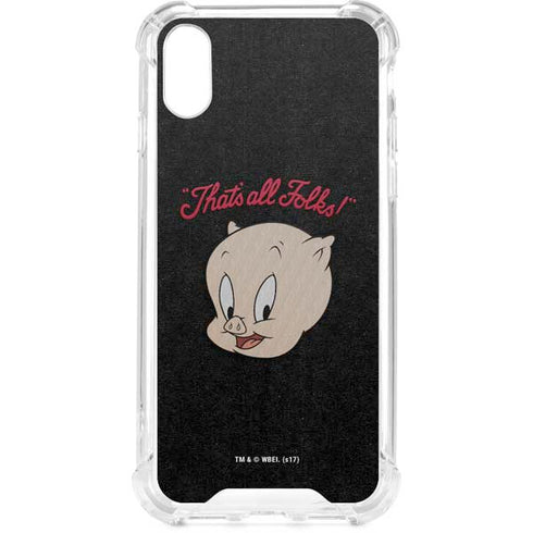 Looney Tunes Porky Pig Thats All Folks iPhone XS Clear Case