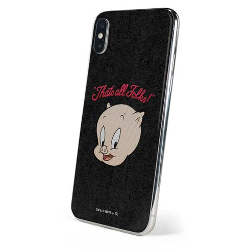Looney Tunes Porky Pig Thats All Folks iPhone XS Max Skin
