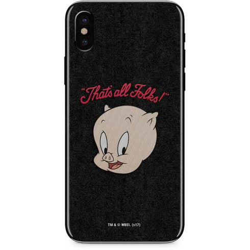 Looney Tunes Porky Pig Thats All Folks iPhone XS Skin