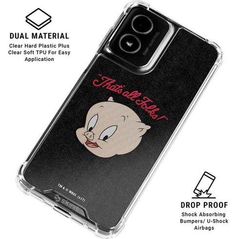 Looney Tunes Porky Pig Thats All Folks Moto G Power 5G (2024) Clear Case
