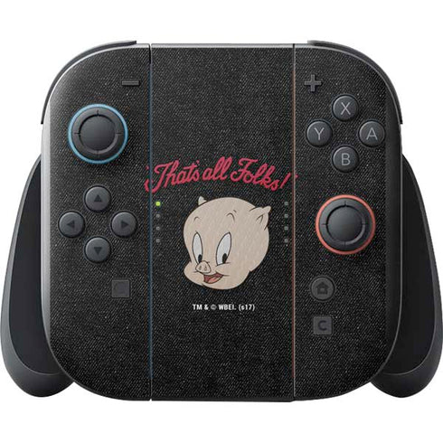 Looney Tunes Porky Pig Thats All Folks Nintendo Switch 2 (2025) with Joy-Con Skin