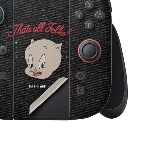 Looney Tunes Porky Pig Thats All Folks Nintendo Switch 2 (2025) Joy-Con Controller Skin