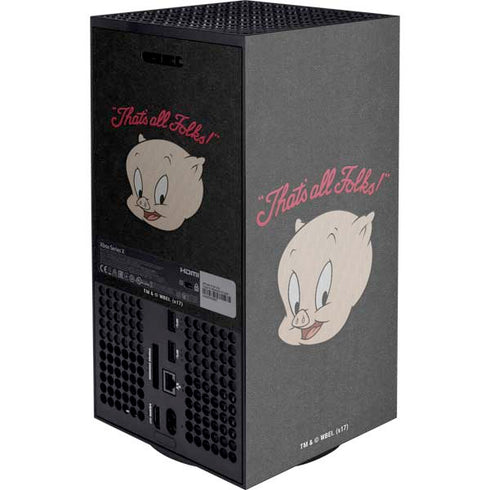 Looney Tunes Porky Pig Thats All Folks XBox Series X Digital Edition Console Skin