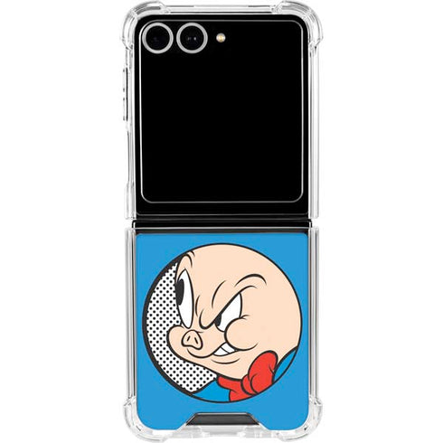 Looney Tunes Porky Pig Two Circles Galaxy Z Flip7 Clear Case