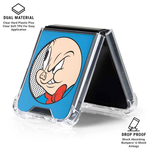 Looney Tunes Porky Pig Two Circles Galaxy Z Flip7 Clear Case