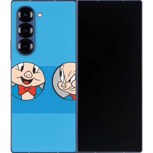 Looney Tunes Porky Pig Two Circles Galaxy Z Fold6 Skin
