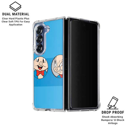 Looney Tunes Porky Pig Two Circles Galaxy Z Fold7 Clear Case