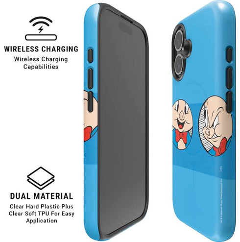 Looney Tunes Porky Pig Two Circles iPhone 16 Plus Magsafe Impact Case
