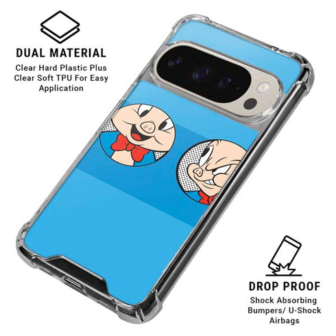 Looney Tunes Porky Pig Two Circles Pixel 9/9 Pro Clear Case