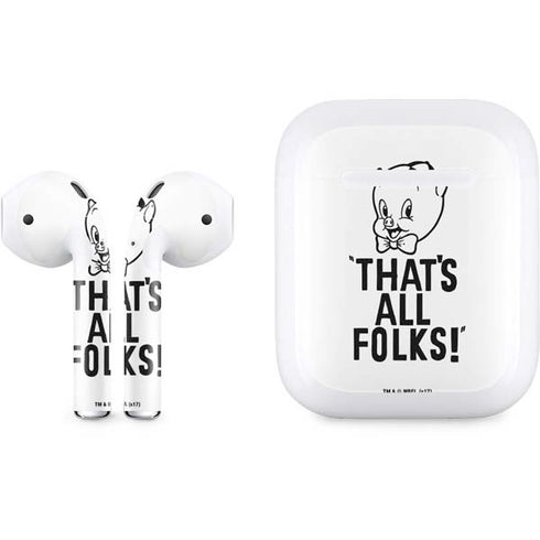 Looney Tunes Porky Thats All Folks Grid Apple AirPods Skin