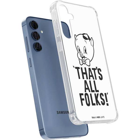 Looney Tunes Porky Thats All Folks Grid Galaxy A55 5G Clear Case
