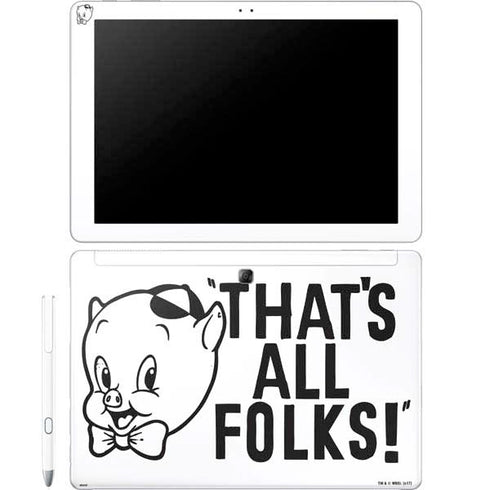 Looney Tunes Porky Thats All Folks Grid Galaxy Book 12in Skin