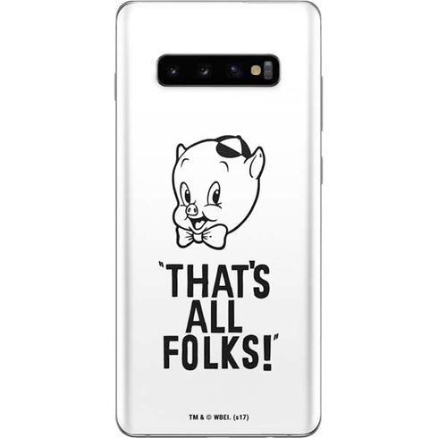 Looney Tunes Porky Thats All Folks Grid Galaxy S10 Plus Skin