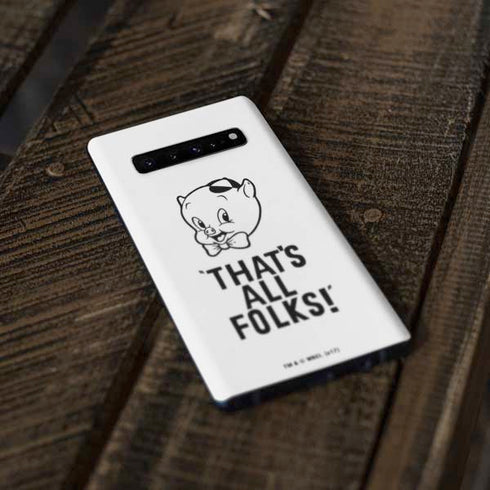 Looney Tunes Porky Thats All Folks Grid Galaxy S10 Plus Skin