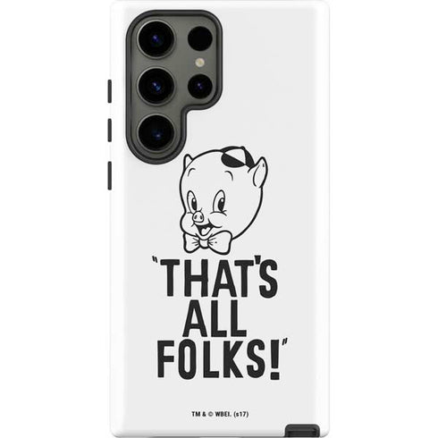 Looney Tunes Porky Thats All Folks Grid Galaxy S23 Ultra Pro Case