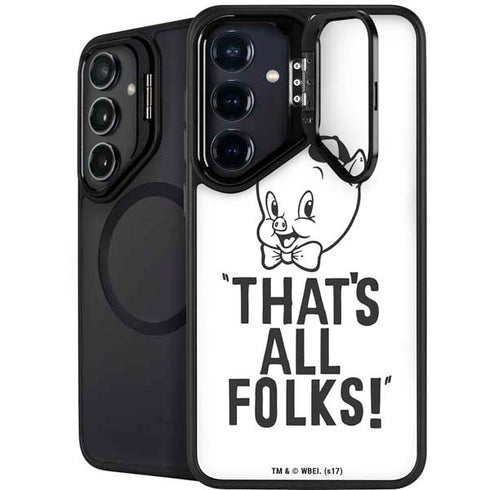 Looney Tunes Porky Thats All Folks Grid Galaxy S24 Plus Kickstand Case