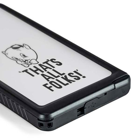 Looney Tunes Porky Thats All Folks Grid Galaxy S24 Ultra Waterproof Case