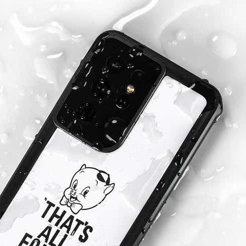 Looney Tunes Porky Thats All Folks Grid Galaxy S24 Ultra Waterproof Case