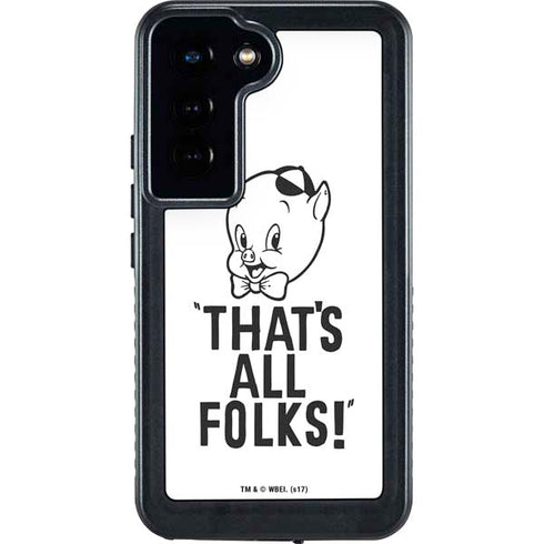 Looney Tunes Porky Thats All Folks Grid Galaxy S24 Waterproof Case