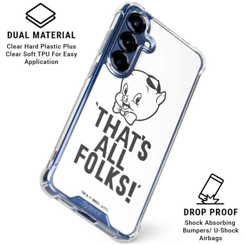 Looney Tunes Porky Thats All Folks Grid Galaxy S25 Clear Case