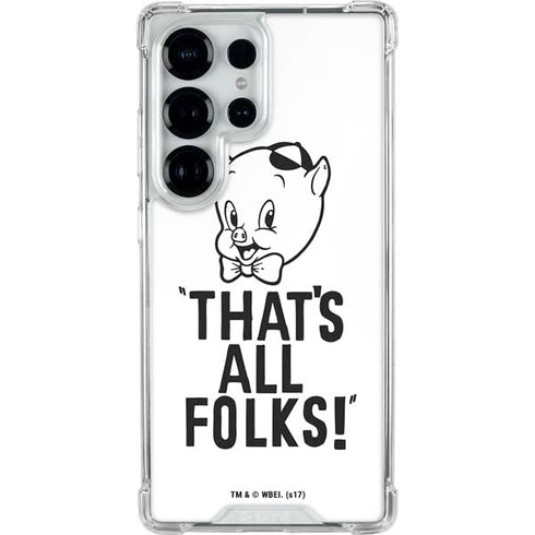 Looney Tunes Porky Thats All Folks Grid Galaxy S25 Ultra Clear Case