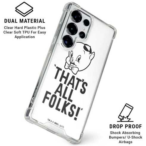 Looney Tunes Porky Thats All Folks Grid Galaxy S25 Ultra Clear Case