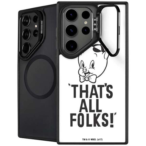 Looney Tunes Porky Thats All Folks Grid Galaxy S26 Ultra Kickstand Case