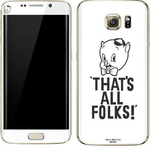 Looney Tunes Porky Thats All Folks Grid Galaxy S7 Edge Skin