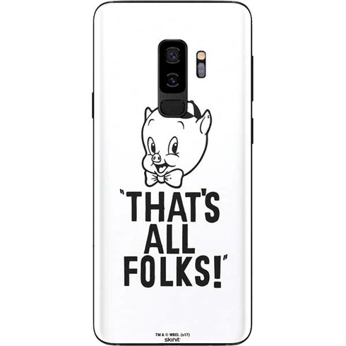 Looney Tunes Porky Thats All Folks Grid Galaxy S9 Plus Skin
