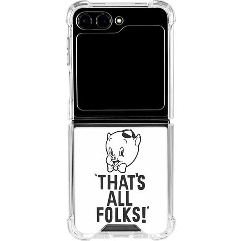 Looney Tunes Porky Thats All Folks Grid Galaxy Z Flip6 Clear Case