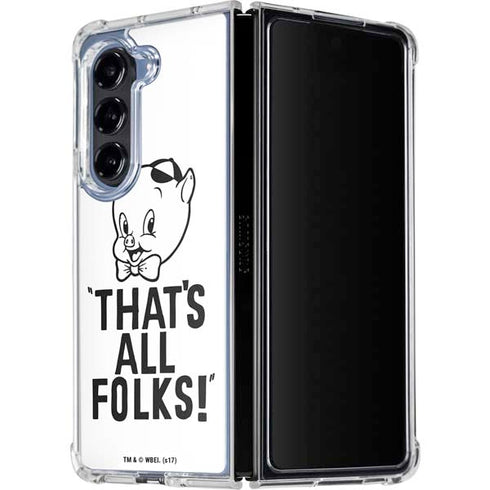 Looney Tunes Porky Thats All Folks Grid Galaxy Z Fold5 5G Clear Case