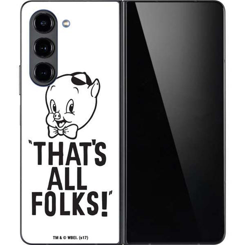 Looney Tunes Porky Thats All Folks Grid Galaxy Z Fold5 5G Skin