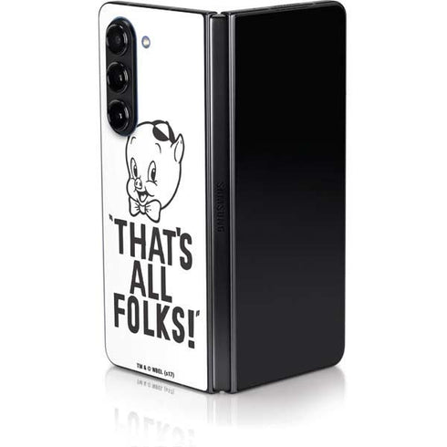 Looney Tunes Porky Thats All Folks Grid Galaxy Z Fold5 5G Skin